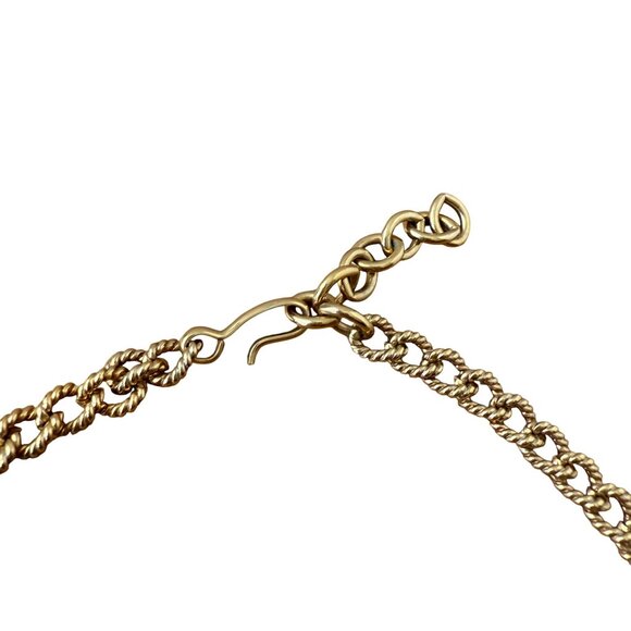 Vintage Monet Gold Tone Chain NecklaceTeardrop faux pearl and stones - Picture 7 of 8